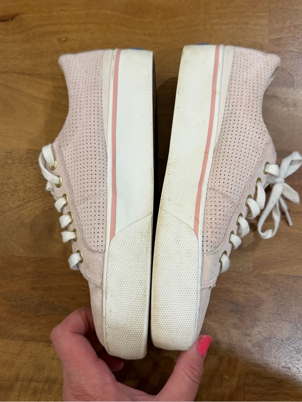 Keds Pink/Lavender Suede Low-Top Lace Sneakers with Gold Eyelets Size 7 - Picture 9 of 12